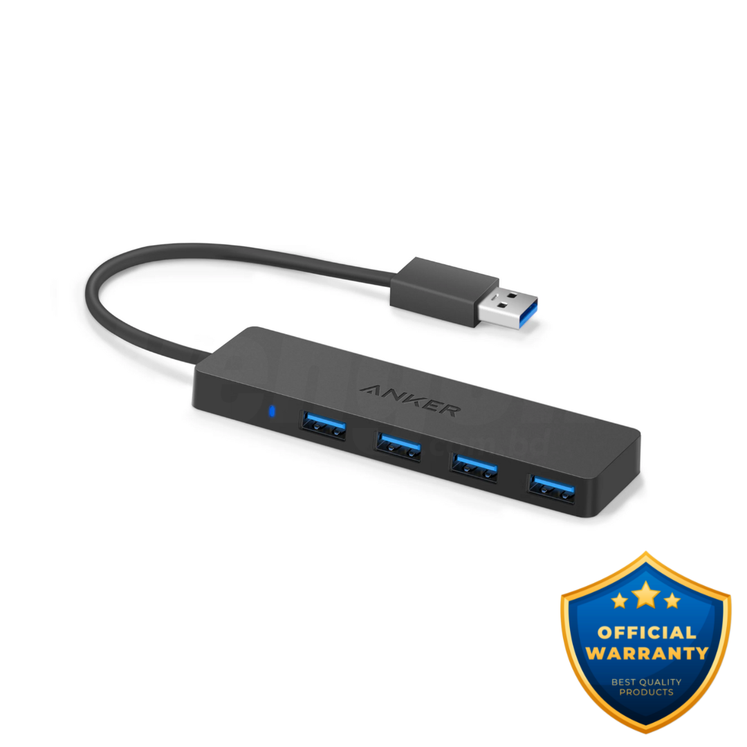 Anker 4-Port Ultra Slim USB3.0 Data Hub 20cm - Black